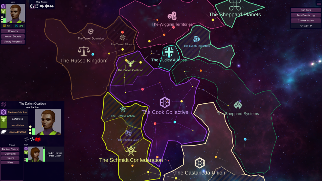 Star Dynasties Star Map: Leagues and Factions